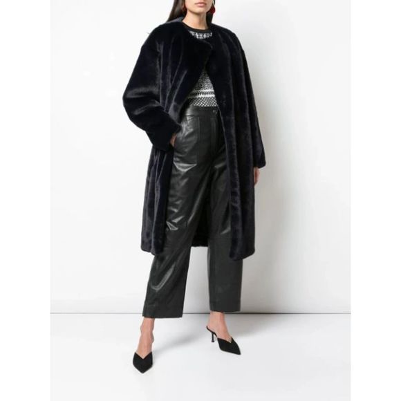 JASON WU Runway Faux Fur Coat Leather‎ Belt NWT Sz S
